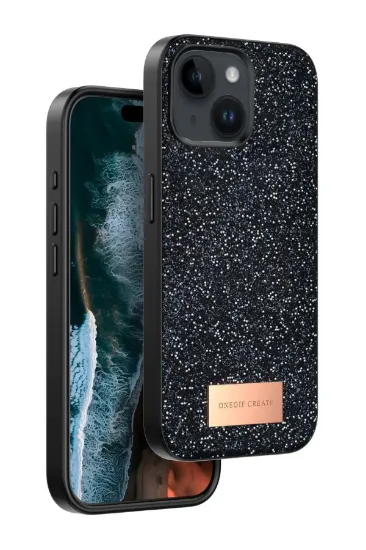 Onegif iPhone 15 Bright Simli Kapak - Siyah resmi