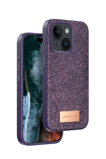 Onegif iPhone 15 Bright Simli Kapak - Derin Mor resmi