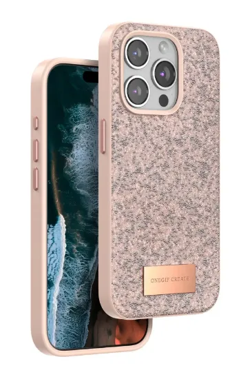Onegif iPhone 15 Pro Max Bright Simli Kapak - Pembe resmi