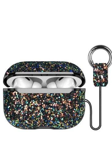 Onegif Airpods 2 (2.nesil) Bright Simli Airpods Kapak - Siyah resmi