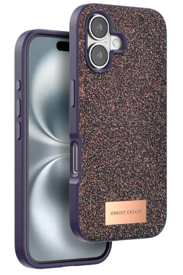 Onegif iPhone 16 Bright Simli Kapak - Derin Mor resmi