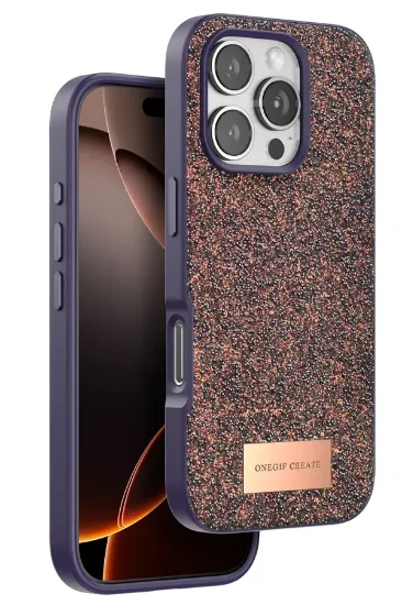 Onegif iPhone 16 Pro Bright Simli Kapak - Derin Mor resmi