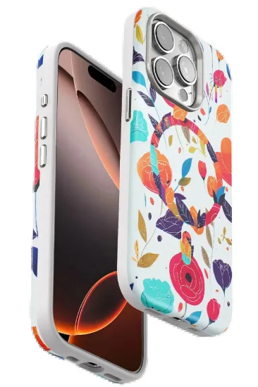 Onegif iPhone 14 Pro Flower Series Magsafe Kapak - Beyaz resmi