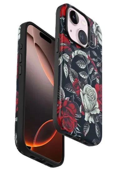 Onegif iPhone 15 Plus Flower Series Magsafe Kapak - Siyah resmi