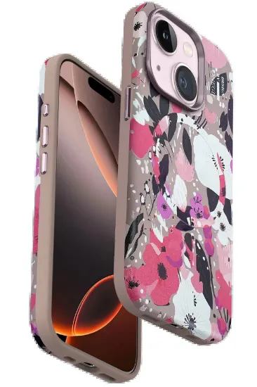 Onegif iPhone 15 Plus Flower Series Magsafe Kapak - Pembe resmi