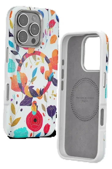 Onegif iPhone 16 Pro Flower Series Magsafe Kapak - Beyaz resmi