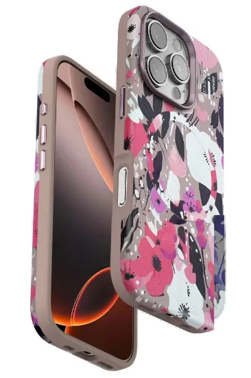 Onegif iPhone 16 Pro Max Flower Series Magsafe Kapak - Pembe resmi