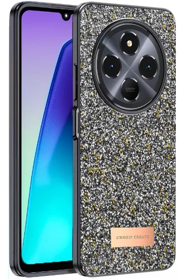 Onegif Xiaomi Redmi 14C Bright Simli Kapak - Gümüş resmi