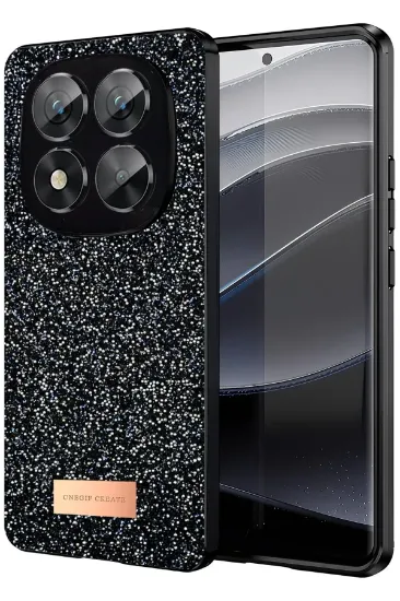 Onegif Xiaomi Redmi Note 14 Pro 5G Bright Simli Kapak - Siyah resmi