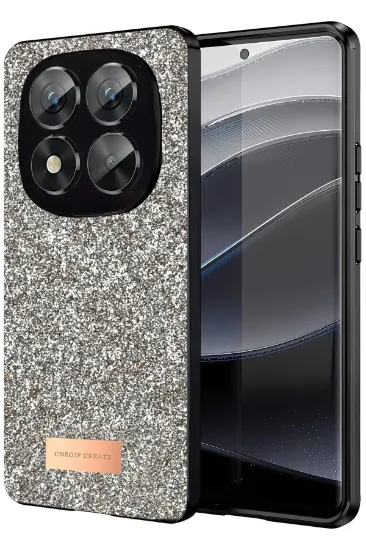 Onegif Xiaomi Redmi Note 14 Pro 5G Bright Simli Kapak - Gold resmi