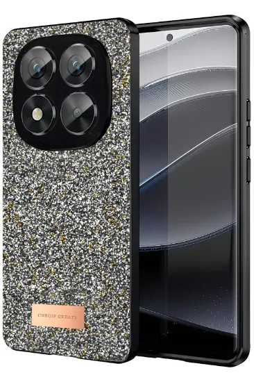 Onegif Xiaomi Redmi Note 14 Pro 5G Bright Simli Kapak - Gümüş resmi