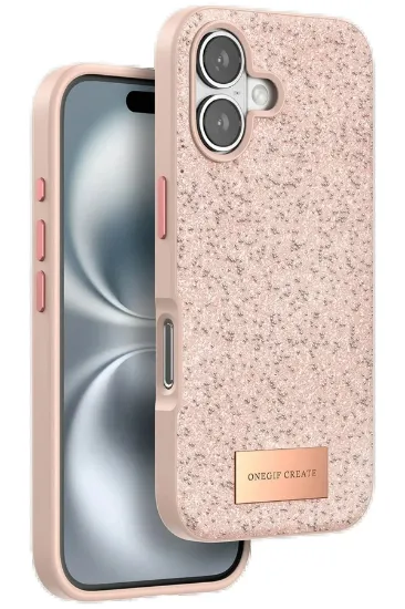Onegif iPhone 16 Plus Bright Simli Kapak - Pembe resmi