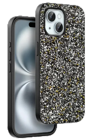 Onegif iPhone 15 Plus Bright Simli Kapak - Gümüş resmi