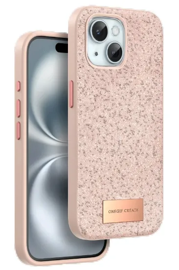 Onegif iPhone 15 Plus Bright Simli Kapak - Pembe resmi