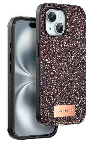 Onegif iPhone 15 Plus Bright Simli Kapak - Derin Mor resmi