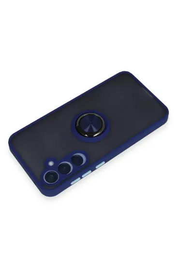 Newface Samsung Galaxy A25 5G Kılıf Montreal Yüzüklü Silikon Kapak - Lacivert resmi