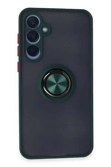 Newface Samsung Galaxy A35 5G Kılıf Montreal Yüzüklü Silikon Kapak - Yeşil resmi