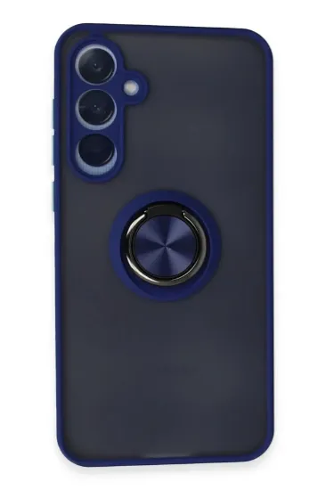Newface Samsung Galaxy A35 5G Kılıf Montreal Yüzüklü Silikon Kapak - Lacivert resmi