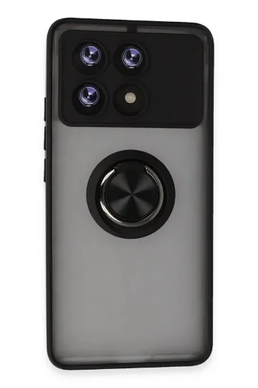 Newface Xiaomi Poco X6 Pro Kılıf Montreal Yüzüklü Silikon Kapak - Siyah resmi