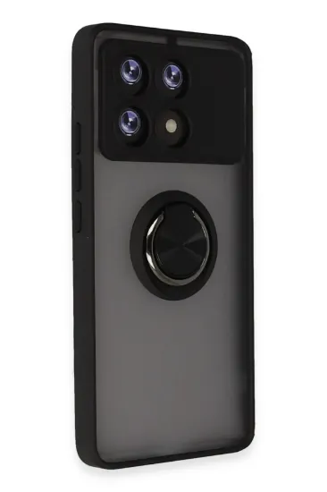 Newface Xiaomi Poco X6 Pro Kılıf Montreal Yüzüklü Silikon Kapak - Siyah resmi