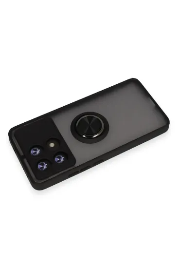 Newface Xiaomi Poco X6 Pro Kılıf Montreal Yüzüklü Silikon Kapak - Siyah resmi