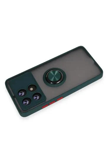Newface Xiaomi Poco X6 Pro Kılıf Montreal Yüzüklü Silikon Kapak - Yeşil resmi