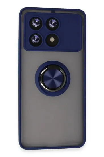 Newface Xiaomi Poco X6 Pro Kılıf Montreal Yüzüklü Silikon Kapak - Lacivert resmi