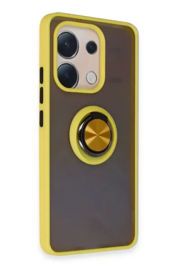 Newface Xiaomi Redmi Note 13 4G Kılıf Montreal Yüzüklü Silikon Kapak - Sarı resmi