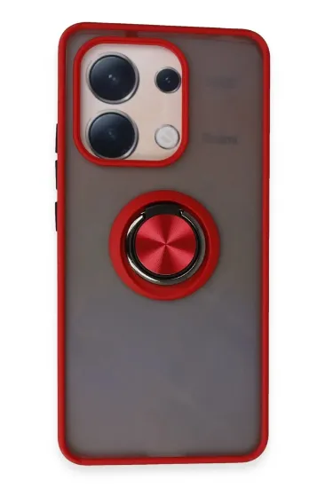 Newface Xiaomi Redmi Note 13 4G Kılıf Montreal Yüzüklü Silikon Kapak - Kırmızı resmi