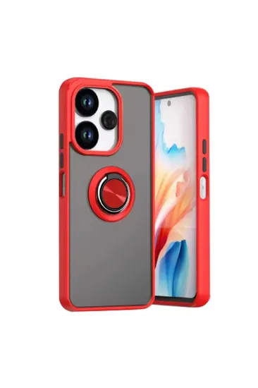 Newface Xiaomi Redmi 13 4G Kılıf Montreal Yüzüklü Silikon Kapak - Kırmızı resmi