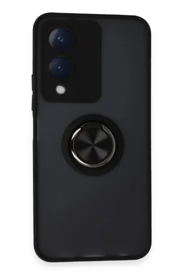 Newface Vivo Y17S Kılıf Montreal Yüzüklü Silikon Kapak - Siyah resmi