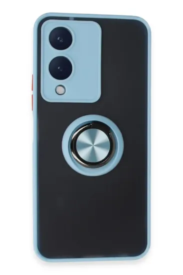 Newface Vivo Y17S Kılıf Montreal Yüzüklü Silikon Kapak - Buz Mavi resmi