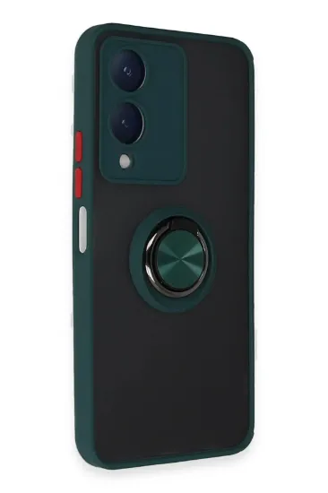 Newface Vivo Y17S Kılıf Montreal Yüzüklü Silikon Kapak - Yeşil resmi