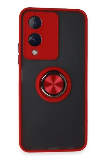 Newface Vivo Y17S Kılıf Montreal Yüzüklü Silikon Kapak - Kırmızı resmi