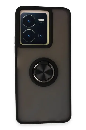 Newface Vivo Y36 Kılıf Montreal Yüzüklü Silikon Kapak - Siyah resmi