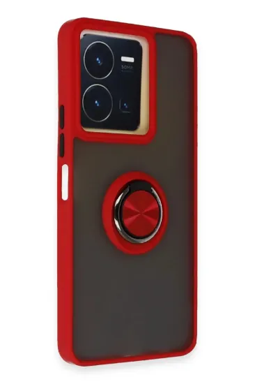 Newface Vivo Y36 Kılıf Montreal Yüzüklü Silikon Kapak - Kırmızı resmi