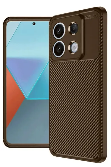 Newface Xiaomi Redmi Note 13 Pro 4G Kılıf Auto Focus Karbon Kapak - Kahverengi resmi
