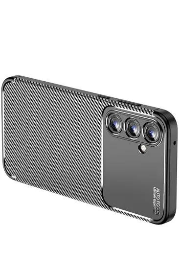 Newface Samsung Galaxy A15 4G Kılıf Auto Focus Karbon Kapak - Siyah resmi