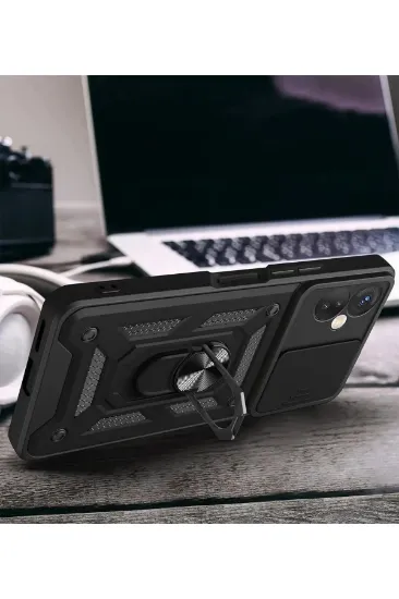 Newface İnfinix Hot 40 Pro Kılıf Pars Lens Yüzüklü Silikon - Lacivert resmi