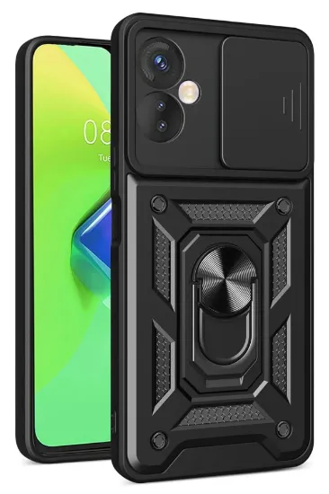 Newface İnfinix Hot 30 4G Kılıf Pars Lens Yüzüklü Silikon - Siyah resmi