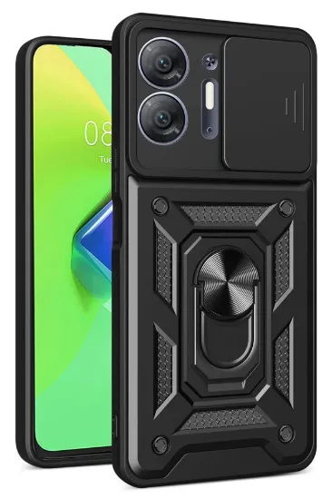 Newface İnfinix Hot 30 5G Kılıf Pars Lens Yüzüklü Silikon - Siyah resmi