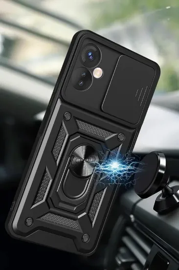 Newface İnfinix Hot 30 5G Kılıf Pars Lens Yüzüklü Silikon - Kırmızı resmi