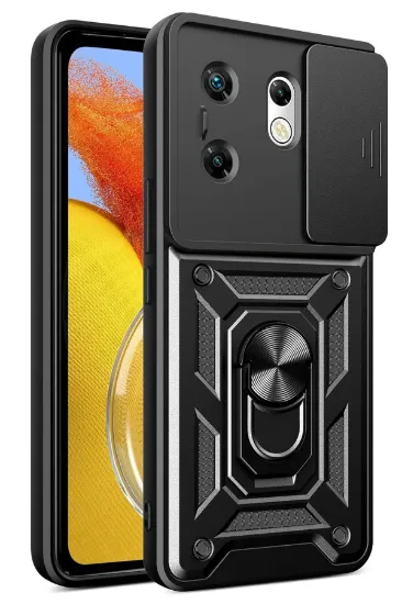 Newface İnfinix Zero 30 4G Kılıf Pars Lens Yüzüklü Silikon - Siyah resmi
