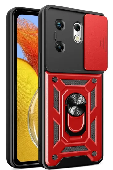Newface İnfinix Zero 30 4G Kılıf Pars Lens Yüzüklü Silikon - Kırmızı resmi