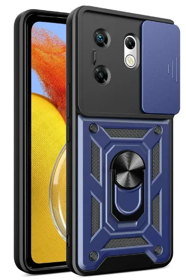 Newface İnfinix Zero 30 4G Kılıf Pars Lens Yüzüklü Silikon - Lacivert resmi