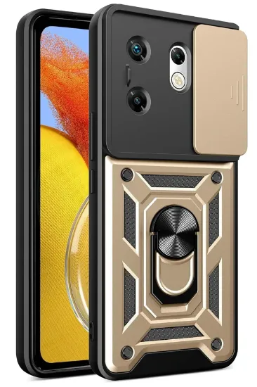 Newface İnfinix Zero 30 4G Kılıf Pars Lens Yüzüklü Silikon - Gold resmi