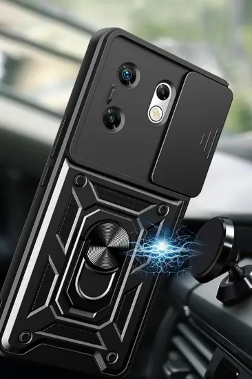 Newface İnfinix Zero 30 4G Kılıf Pars Lens Yüzüklü Silikon - Gümüş resmi