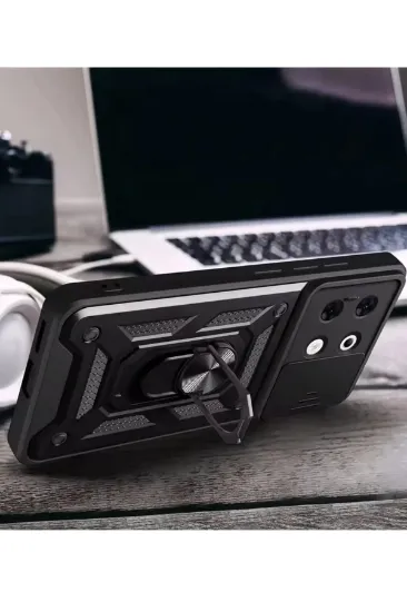 Newface İnfinix Zero 30 5G Kılıf Pars Lens Yüzüklü Silikon - Siyah resmi