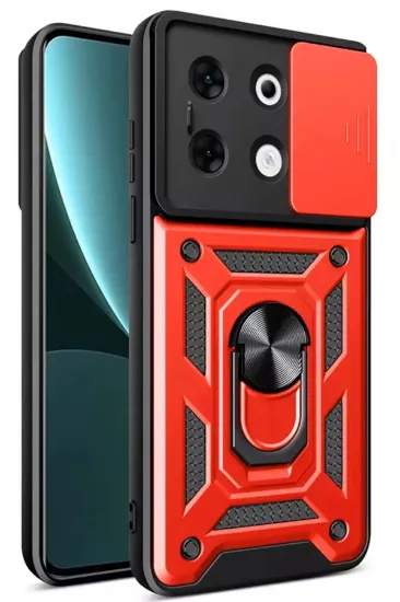Newface İnfinix Zero 30 5G Kılıf Pars Lens Yüzüklü Silikon - Kırmızı resmi