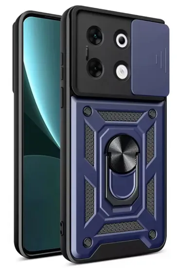 Newface İnfinix Zero 30 5G Kılıf Pars Lens Yüzüklü Silikon - Lacivert resmi